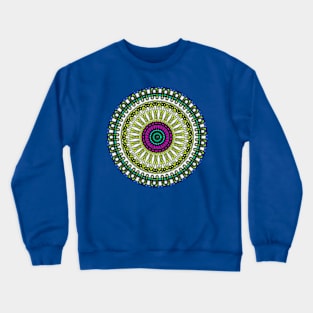 Floral Like Circle Pattern Blue Yellow Crewneck Sweatshirt